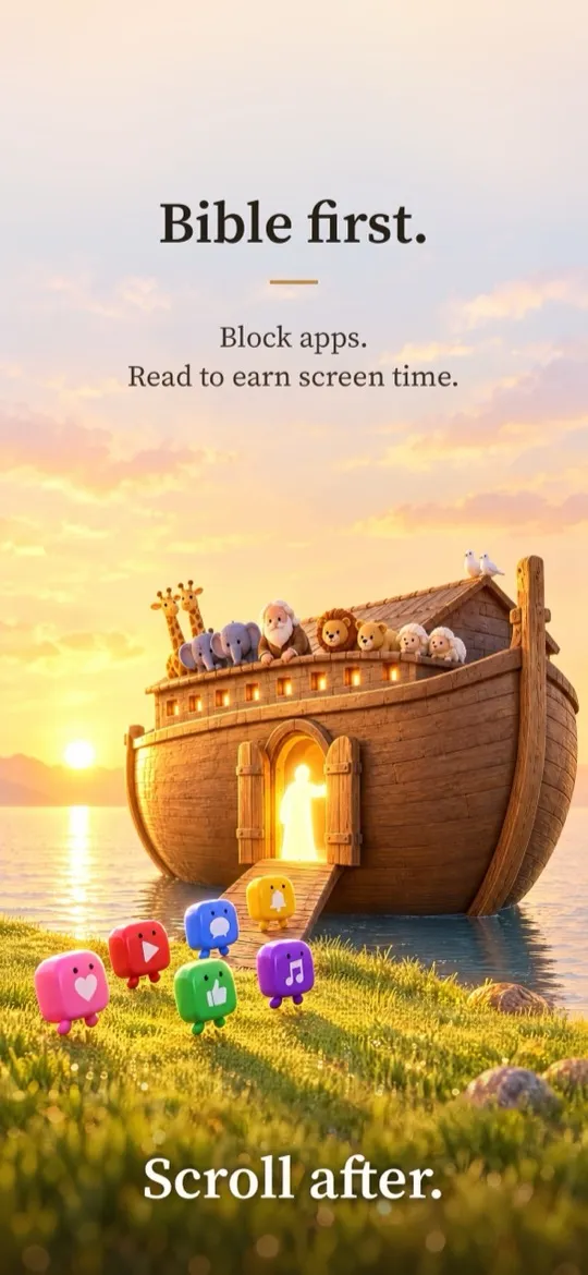 Noah app showing Bible first and earned screen time